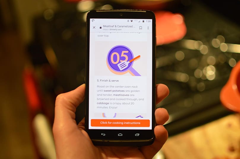 dinnerly mobile recipe card