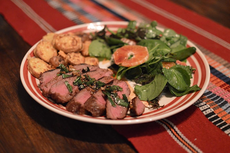 hellofresh Sirloin With Chive Butter Sauce, Potatoes, And Salad